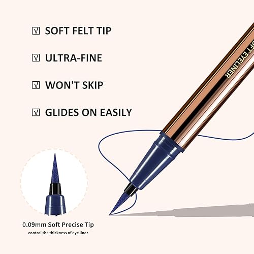 Miniatura 3 de Boobeen Delineador de ojos líquido, resistente al agua, colorido delineador de ojos con punta de fieltro ultrafina, delineador de ojos de tinta de