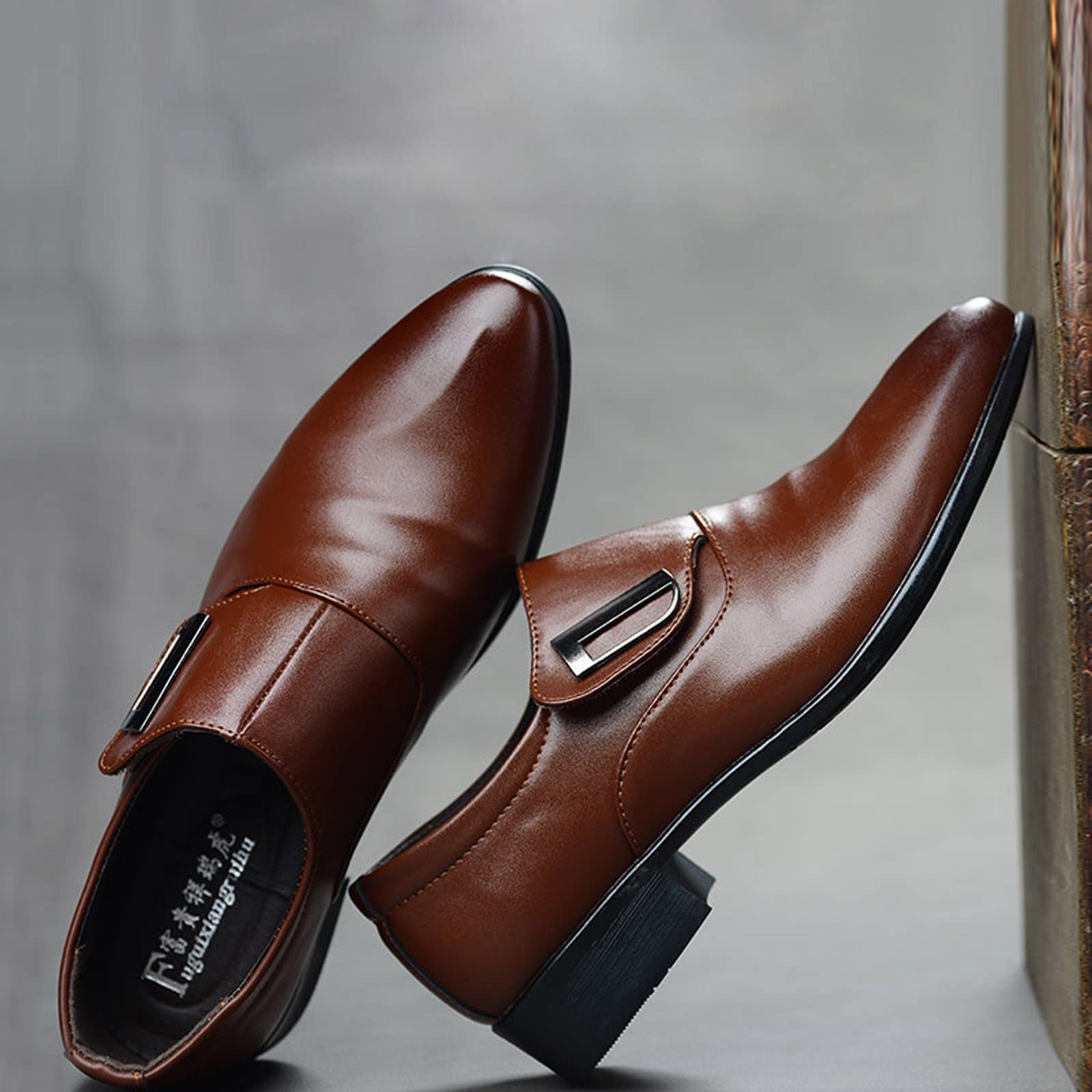 Chaussures de costume à enfiler pour homme - En cuir - Chaussures de loisirs - Pour le bureau - Mocassins classiques - Chaussures basses en cuir - Chaussures de mariage - Chaussures basses à lacets -