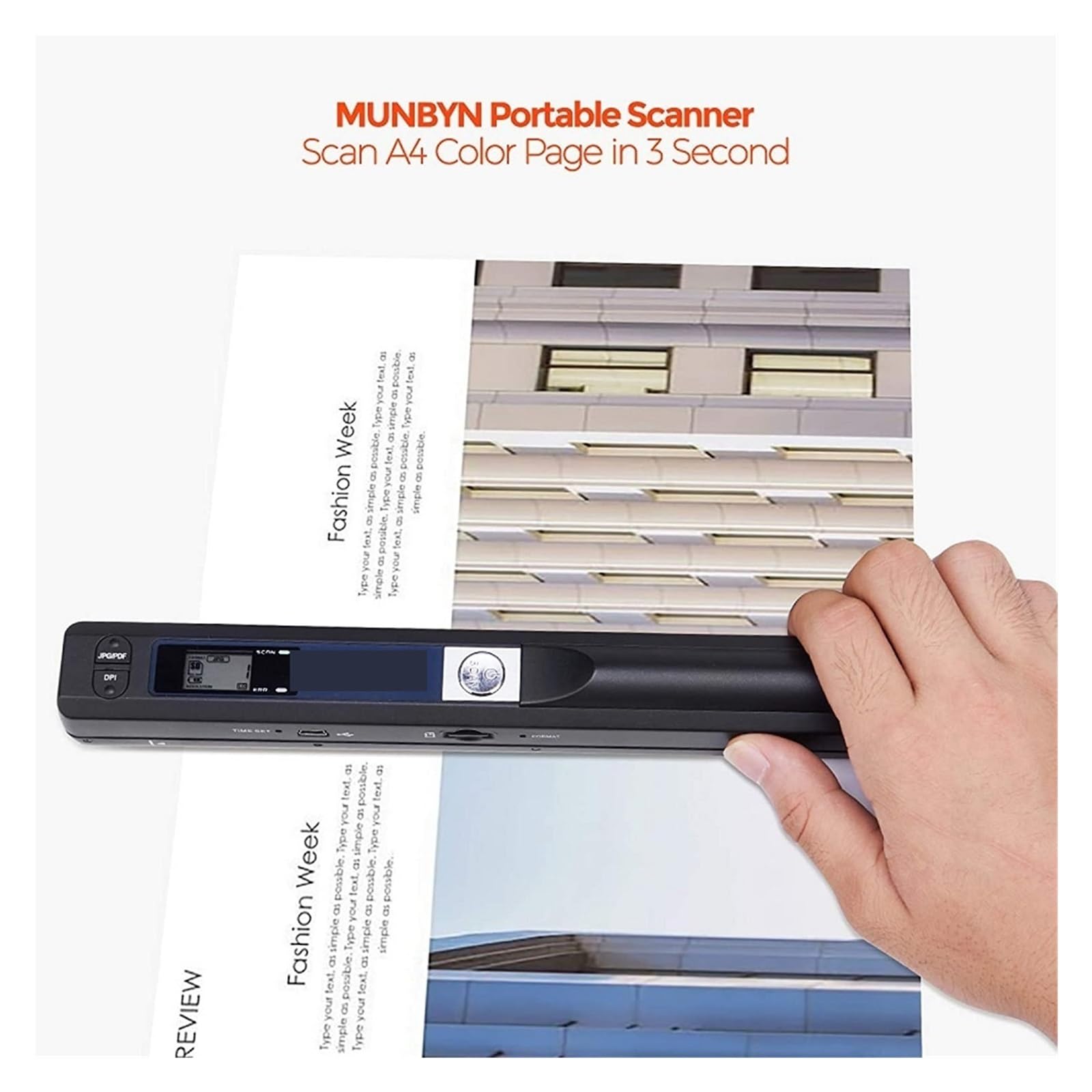 Escáner portátil de 900 DPI, escáner de documentos A4 portátil for fotos de negocios, recibos, libros, compatible con documentos en formato JPG/PDF