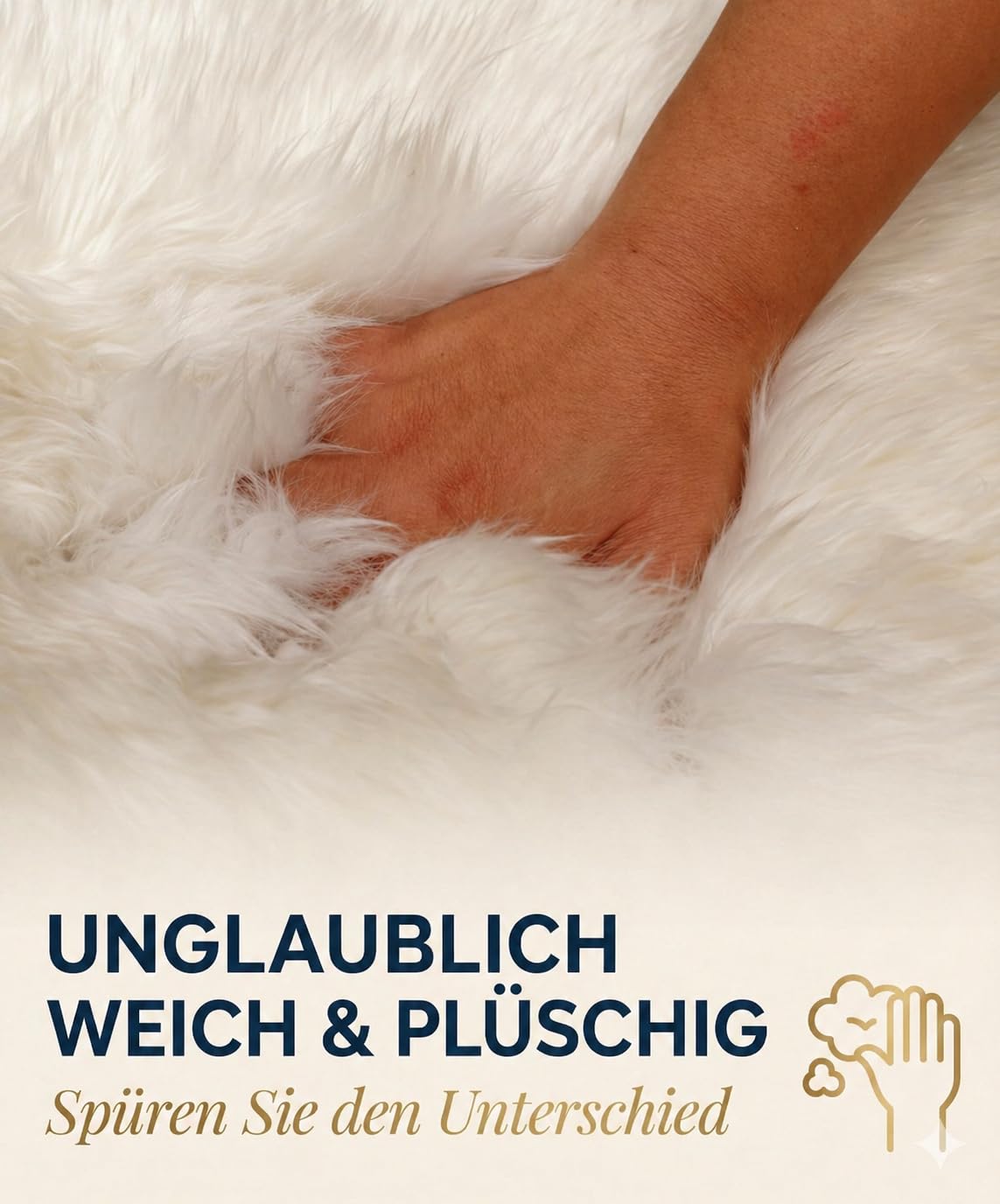 Woolous Schaffell Echt 90x60 cm – Weiches Lammfell Teppich Weiß, Flauschiger Bettvorleger aus Natürliche Neuseeländischer Sofa, Stuhl & Schlafzimmer Deko
