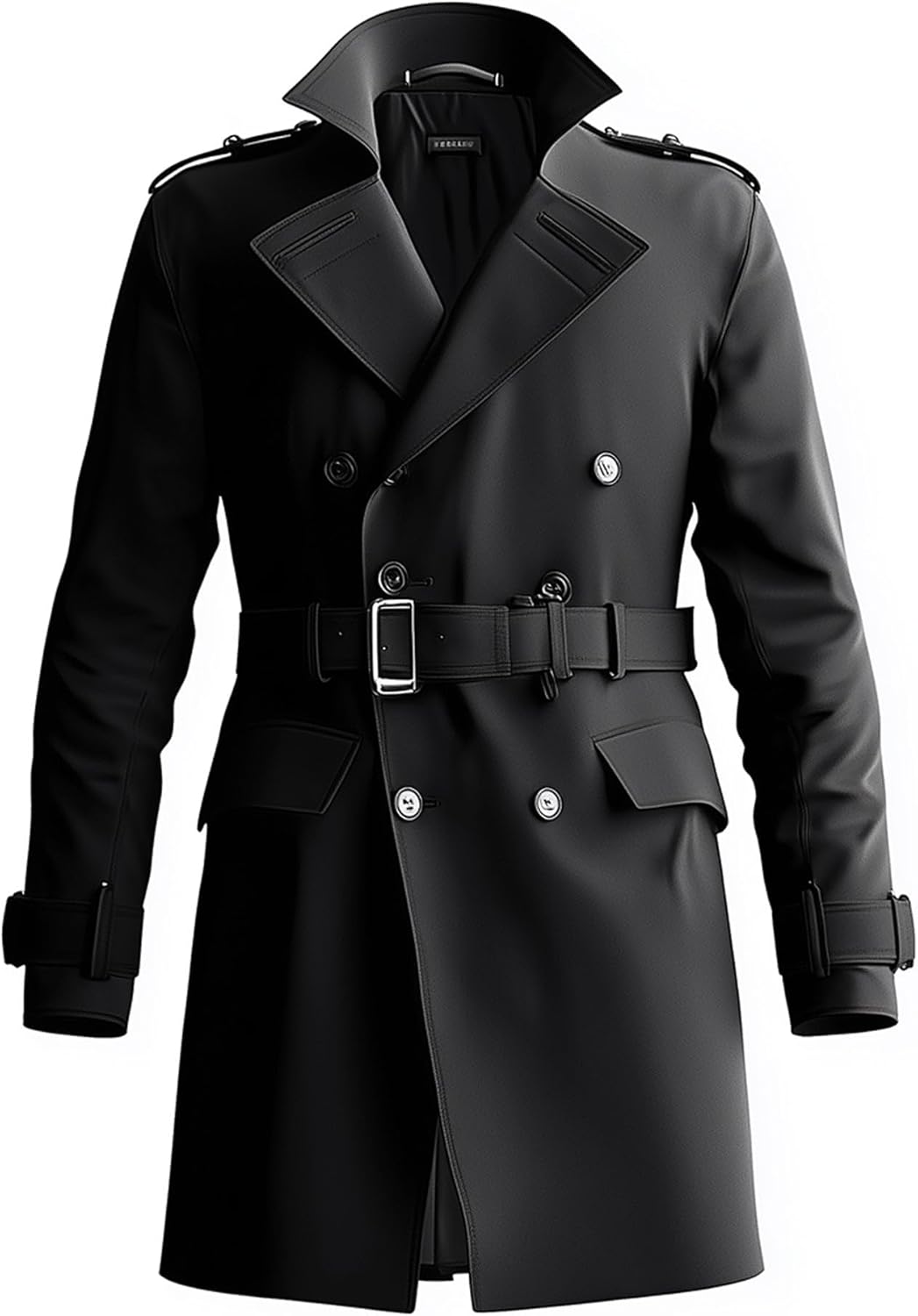 Mens Single-Breasted Coat Mini Trench Coats Storm Flap Multipockets Water Resistant Jackets