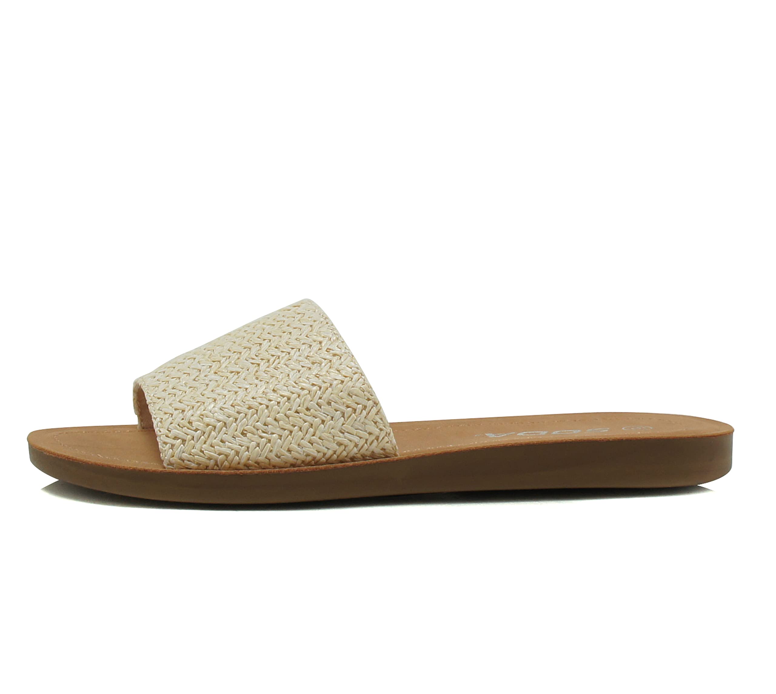 Soda Shoes Efron-S Women Flip Flops Basic Plain Slippers Slip On Sandals Slides Casual Peep Toe Beach