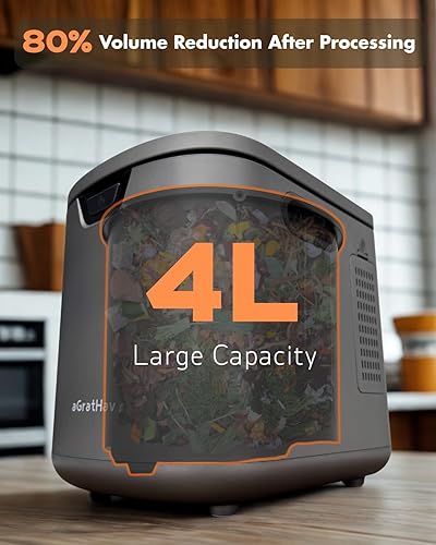 Miniatura 2 de Compostador eléctrico para cocina, contenedor de compostaje, gran capacidad de 4 litros, 3 modos de procesamiento, 3 opciones de capacidad, 2
