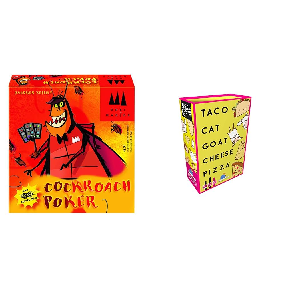 Schmidt | Cockroach Poker | Card Game | Ages 8+ | 2-6 Players | 15 Minutes Playing Time & Blue Orange | Taco Cat Goat Cheese Pizza | Card Game | Ages 8+ | 2-8 Players | 10-30 Minute Playing Time