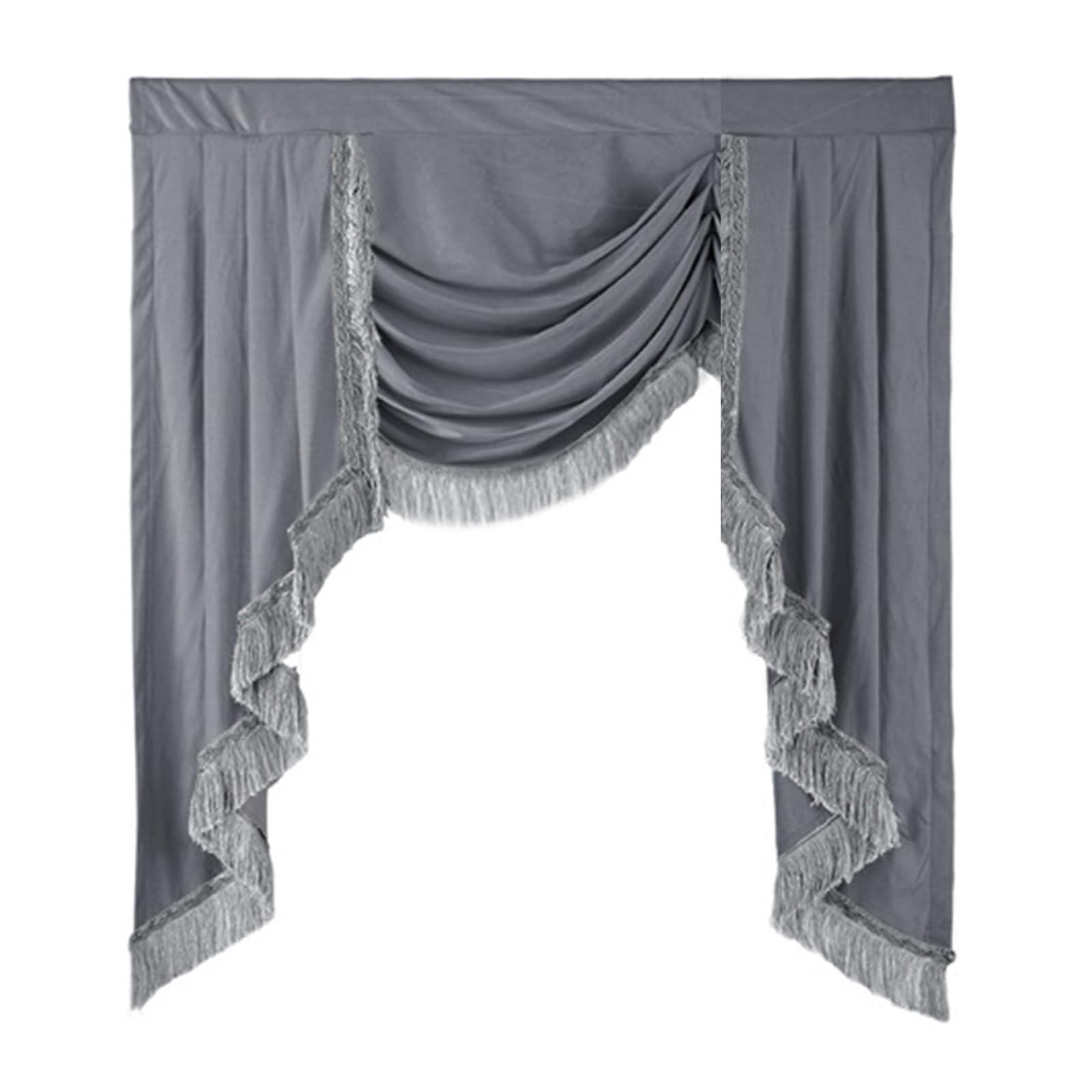 GTYLF European Type Fringed Curtain Valance Water Rippled Texture Tripled Layer Drapes Light Blocking Easy Installation Water Rippled Curtain Valance