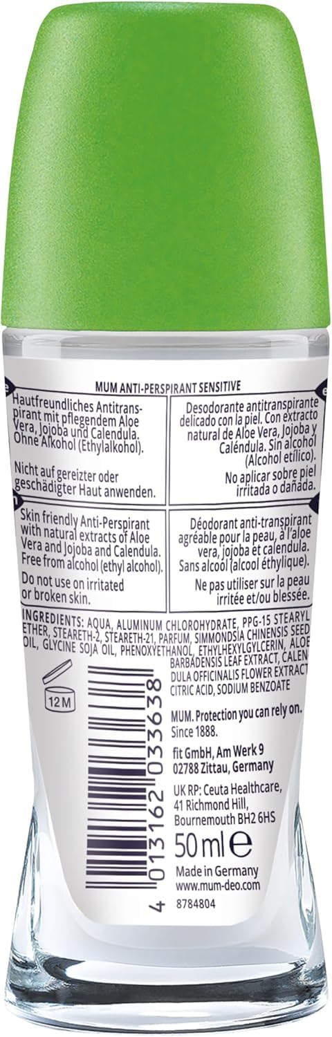 MUM Sensitive Rollon Deodorant Aloe Vera 50ml image 2