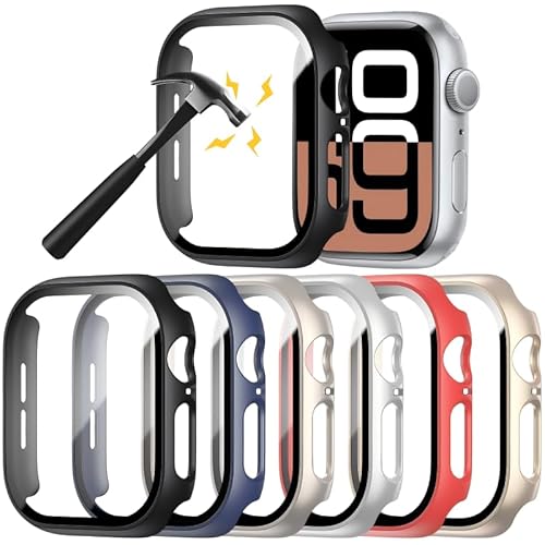 Rontion 6-Pack PC Case & Tempered Glass for Apple Watch 46mm