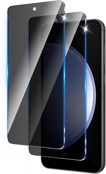 2 Pack Privacy Screen Protector Designed for Samsung Galaxy S23 FE,Full Coverage Anti-Spy Tempered Glass Film,9H Hardness,Anti-Fingerprint,Bubble Free,Easy to Install