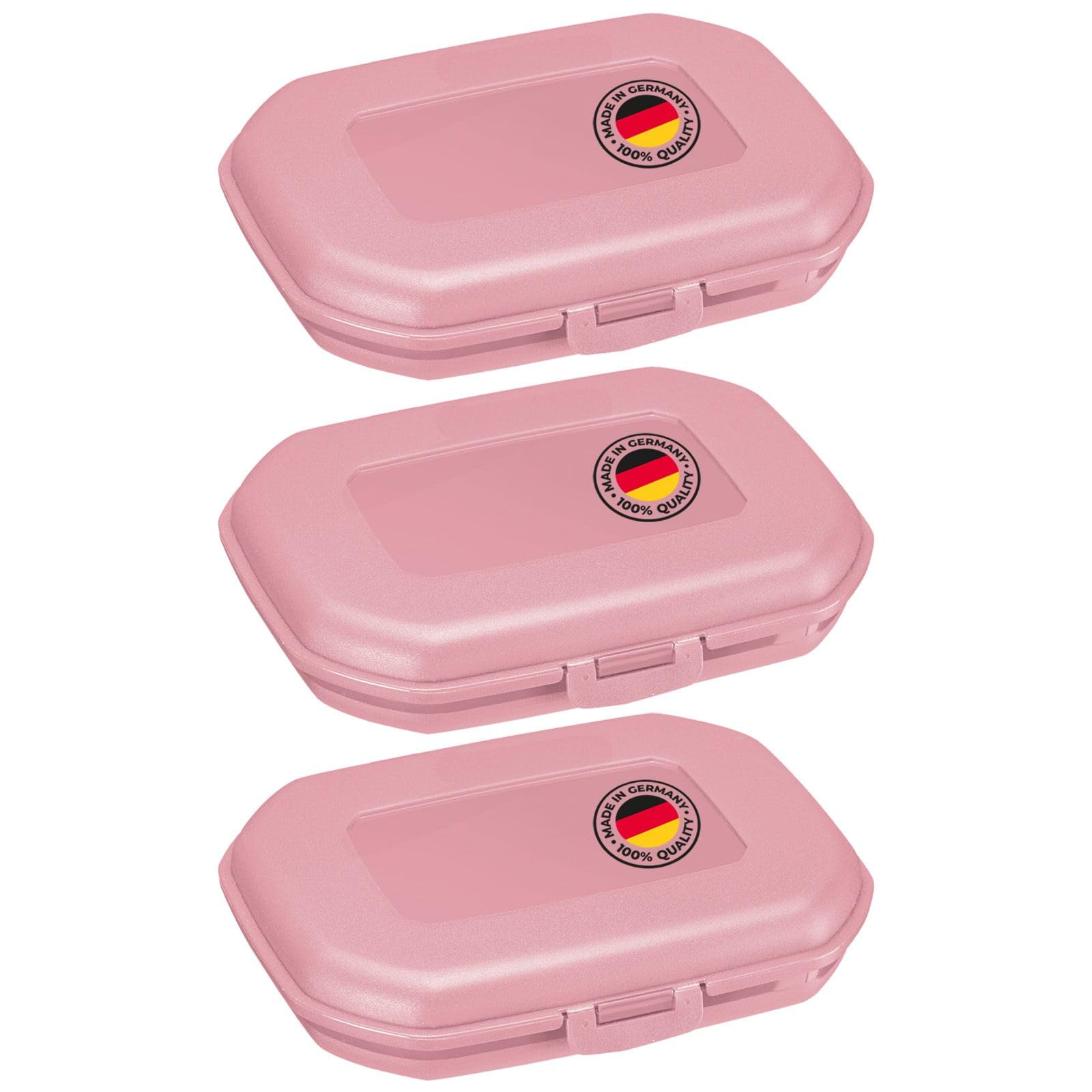 Westmark 3 Snack boxes, with click closure, height: approx. 3.7 cm, plastic, mini, pink, 235122EP