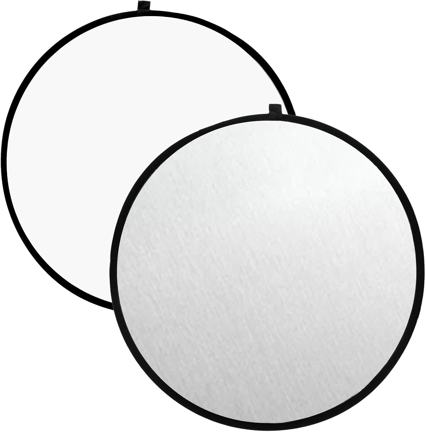 2 in 1 Foldable Light Reflector, 23in/60cm Foldable Round Photo Reflectors Silver & White Disc Photography Reflector for Indoor and Outdoor Lighting