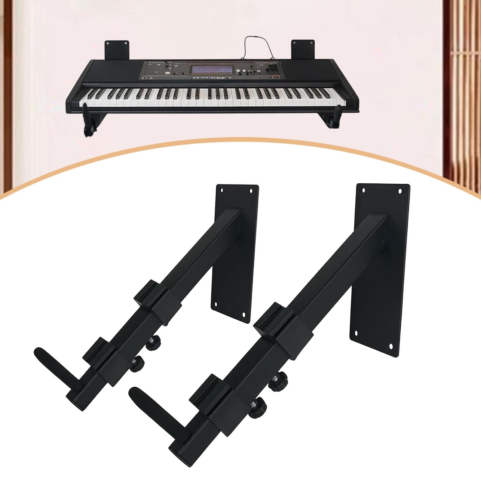 Harilla 2 Stück Haken für elektronische Keyboards und Gitarrenständer, universelle Aufbewahrungsmöglichkeit, verstellbarer Halter, Wandhalterung für