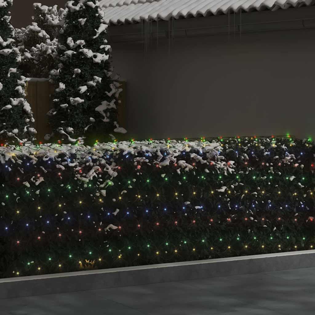 Mehrfarbiges LED-Lichternetz 3x2 m mit 204 LEDs für Innen und Außen, wetterfest, mit 8 Lichteffekten, Verlängerungskabel, energiesparend, dimmbar, ideal für Dekorationen im Garten