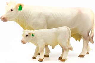 Buster Toys Charolais Cow and Calf Toys -- Farm Animal Toys Set Bundle
