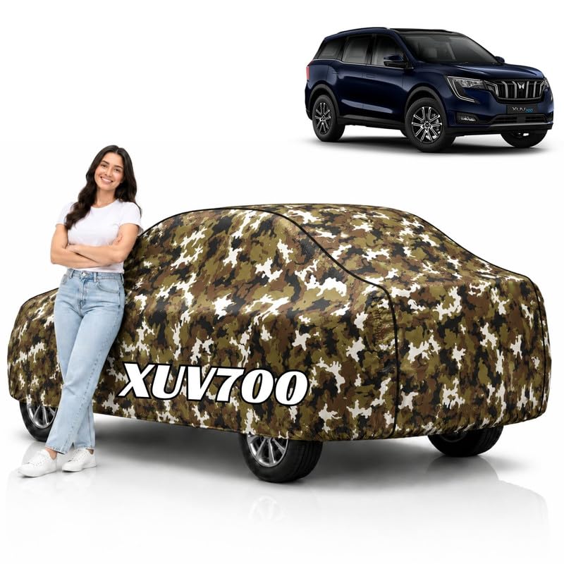 Image of Mind-Blowing 2026 100% Waterproof XUV700 Car Cover | Polyester Car Body Cover for Rain & Sun | UV Protection, Dustproof, Scratch Resistant, Windproof, Heat Resistant, Custom Fit (Jungle)