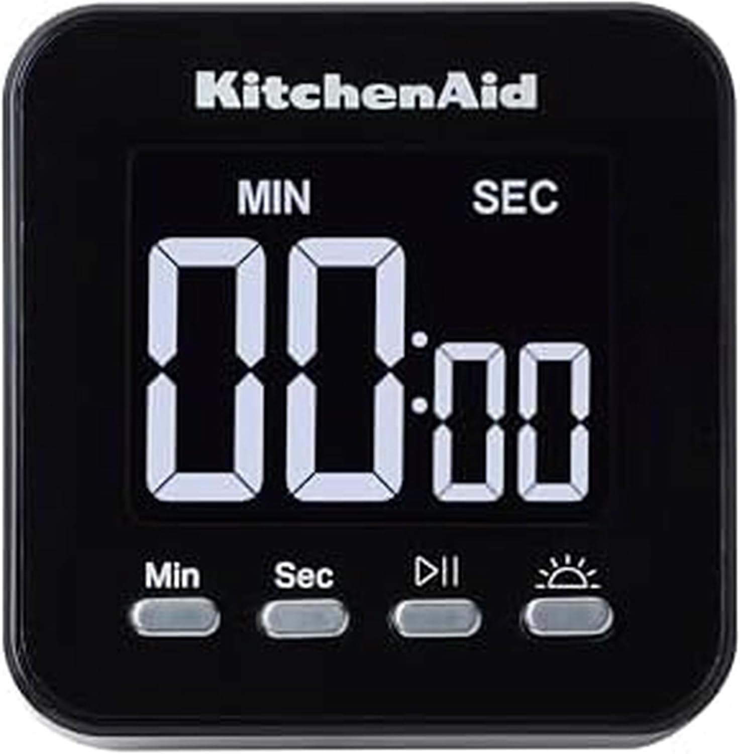 KitchenAid KQ912 99M Digital Single Event Magnetic Visual Timer with Backlight, Cooking, Classroom, Egg Timer, Black
