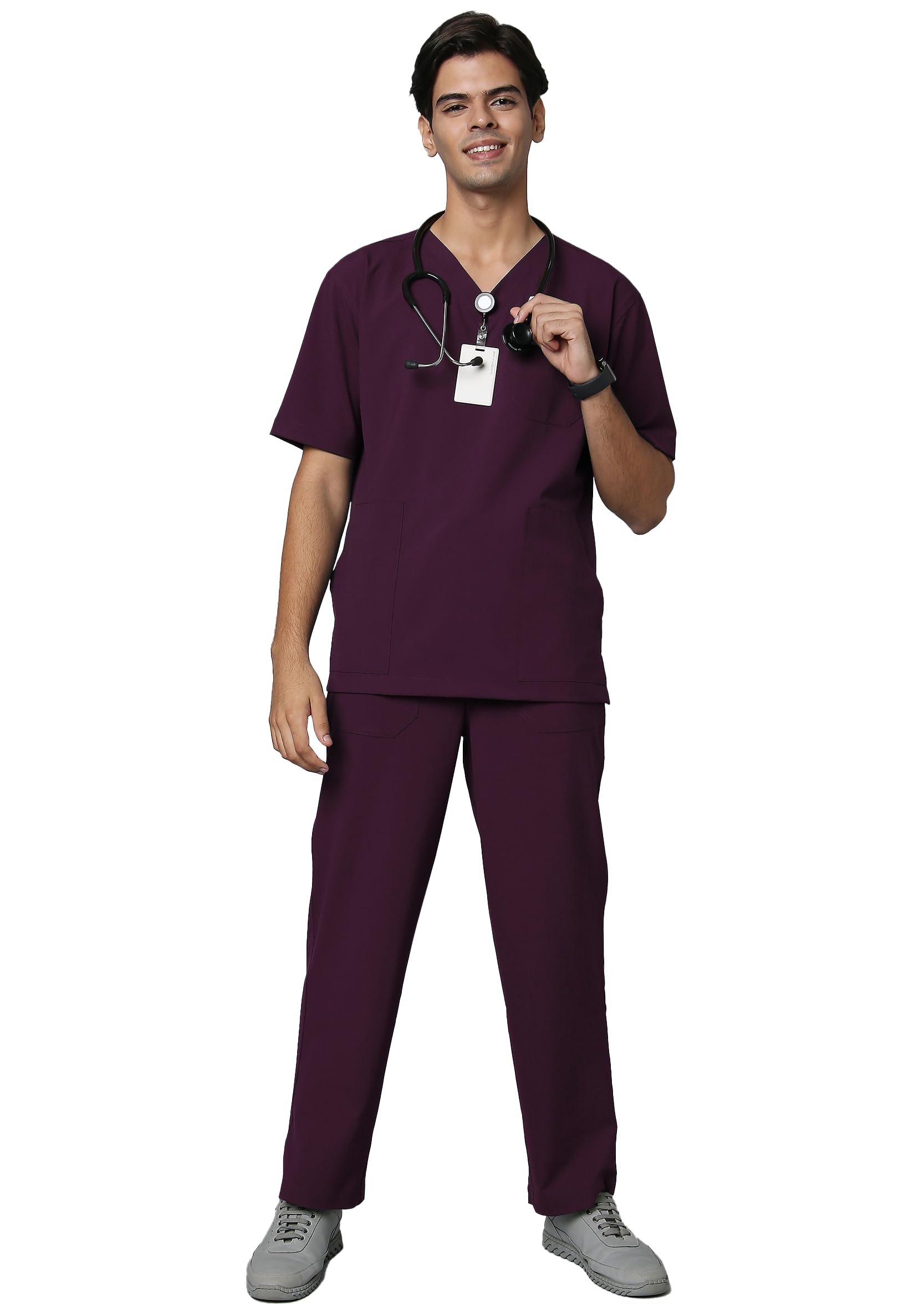 KNYA Ecoflex Mens 5 Pocket Active Scrub Suit | Athleisure wear | Modern V neck | For Doctors (XXXL, Wine) (B0CLGPVNMM) Amazon Price History, Amazon Price Tracker