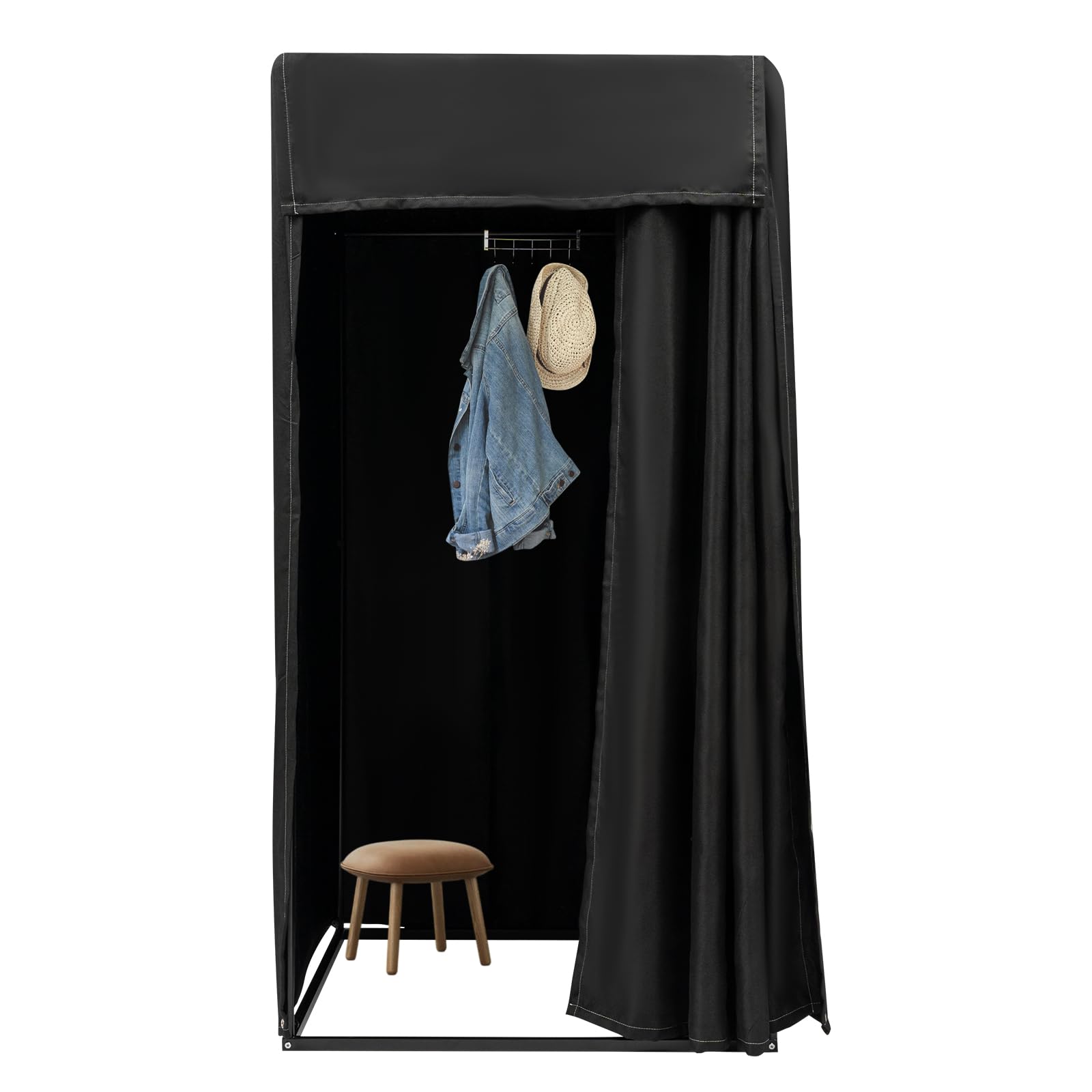 Ginelm Clothing Store Fitting Room, Movable Square Changing Rooms, DIY Temporary Locker with Shading Curtain and Hook Up, Privacy Screen Partition for Office Outdoor Activity and The Mall