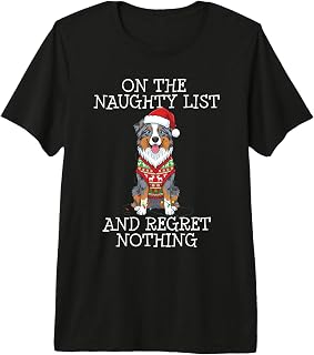 Funny Christmas Australian Shepherd Naughty List Premium Tri-Blend T-Shirt
