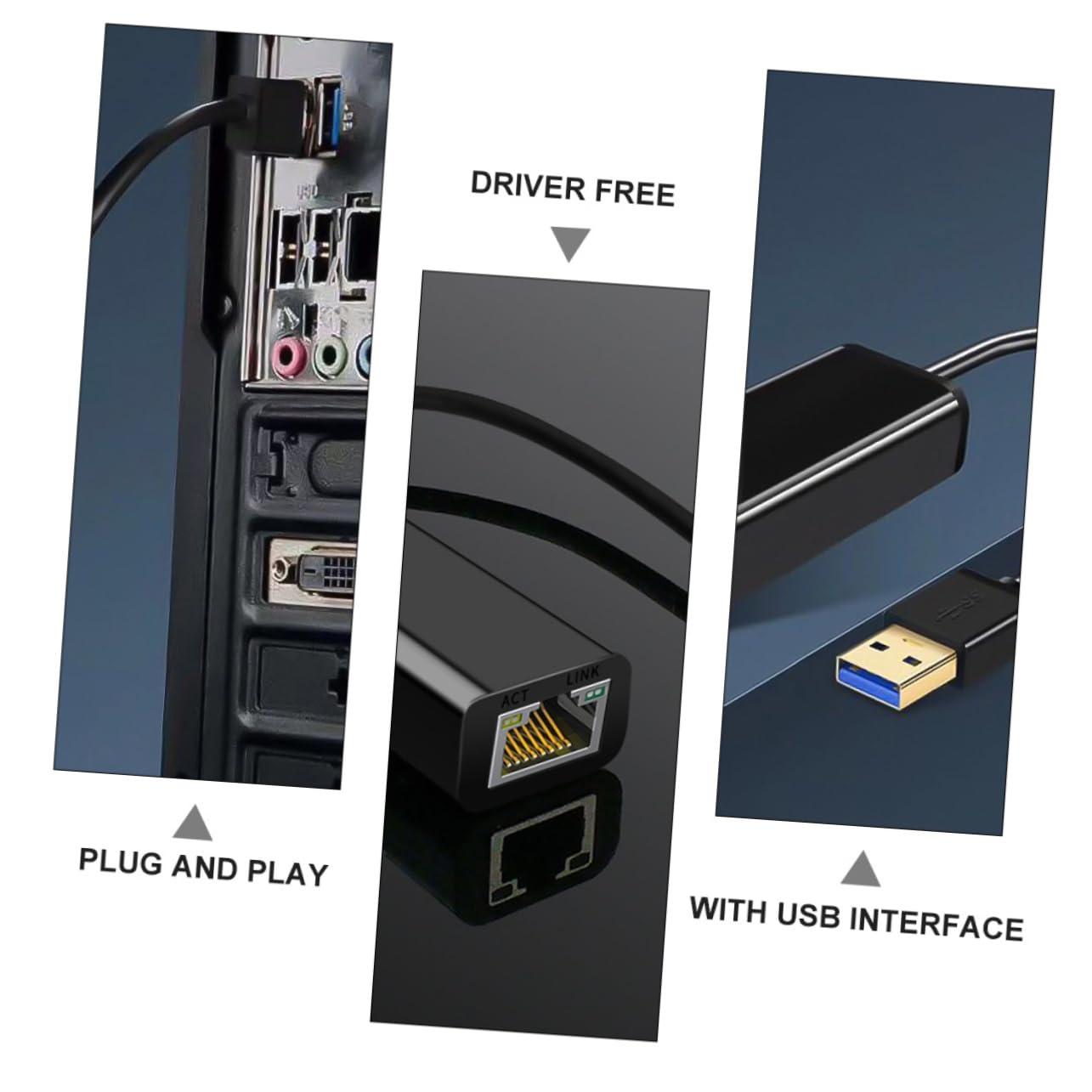 OSALADI 3 Piezas Adaptador de Ethernet Adaptador ethernet USB Adaptador de Red USB ethernet Accesorio para Laptop Adaptador USB a ethernet Adaptador con Cable LAN cableado AbS