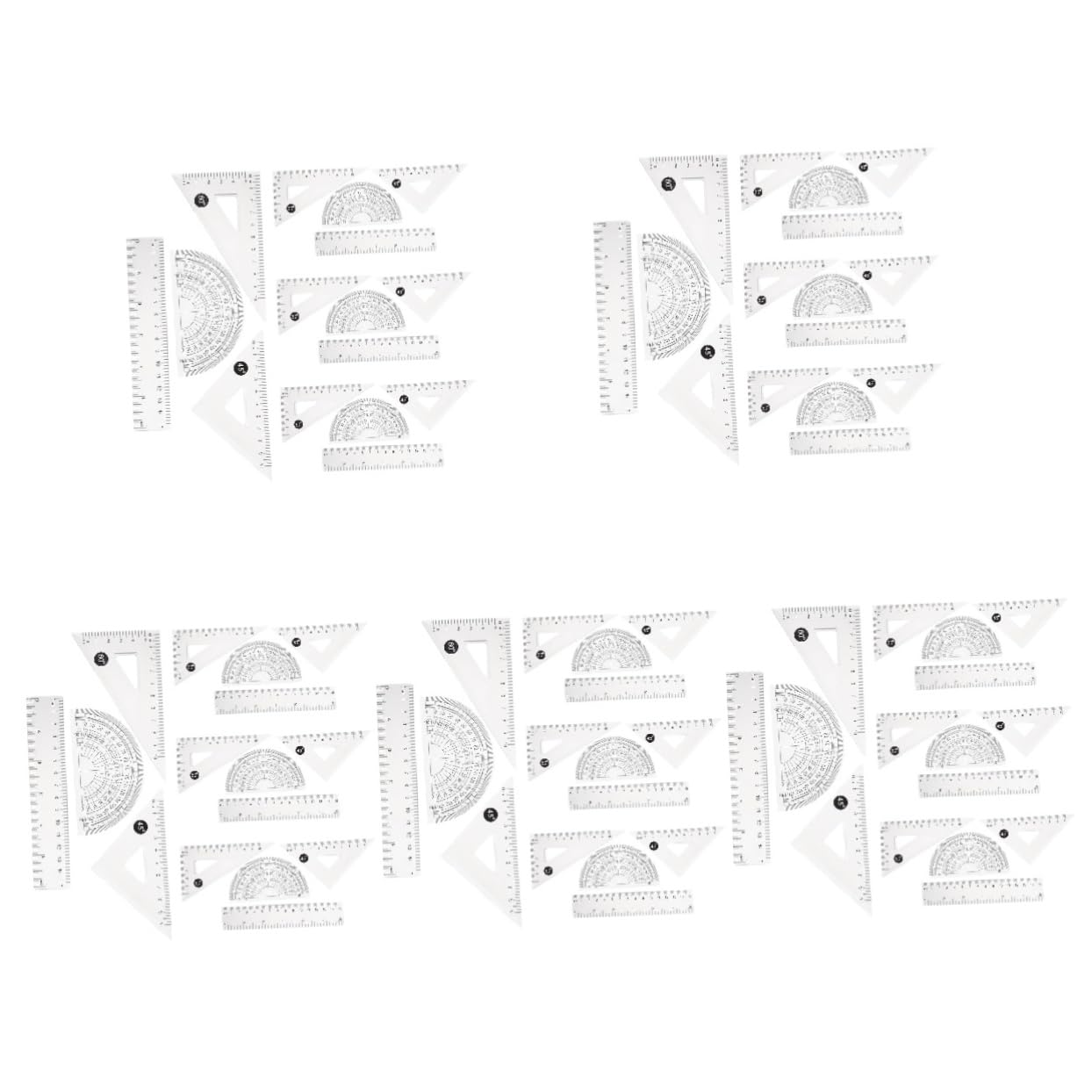 20sets Righelli Trasparenti Plastica Per Disegno Strumenti Di Misurazione Per Architetti Studenti e Designer Di Geometria Scala Nera