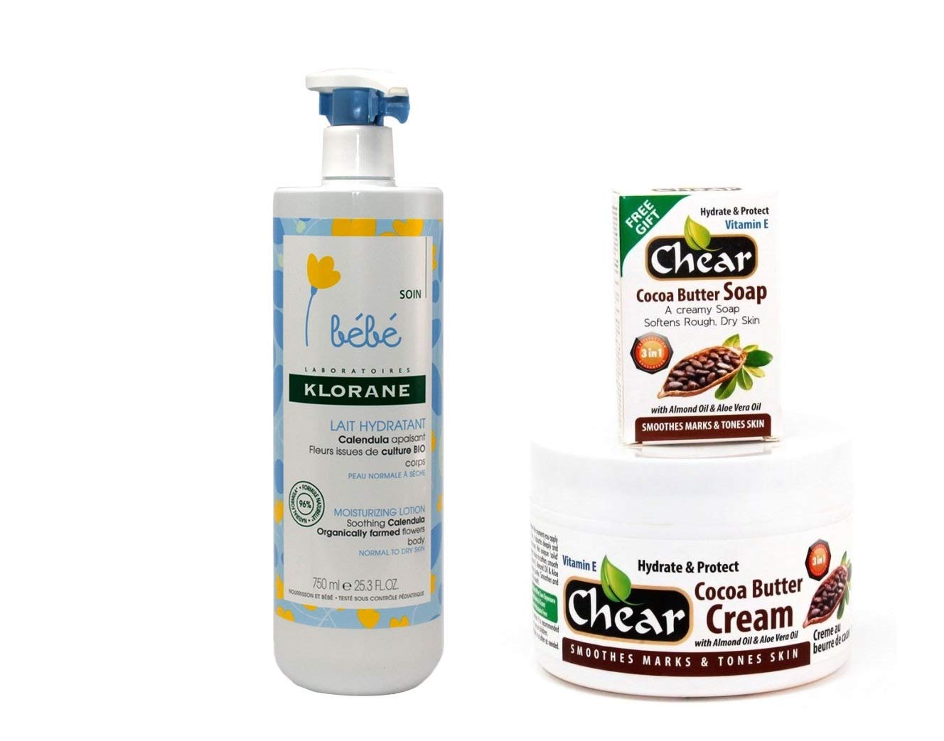 Bebe Klorane Moisturizing Lotion 750ml with Chear Cocoabutter Cream 500ml