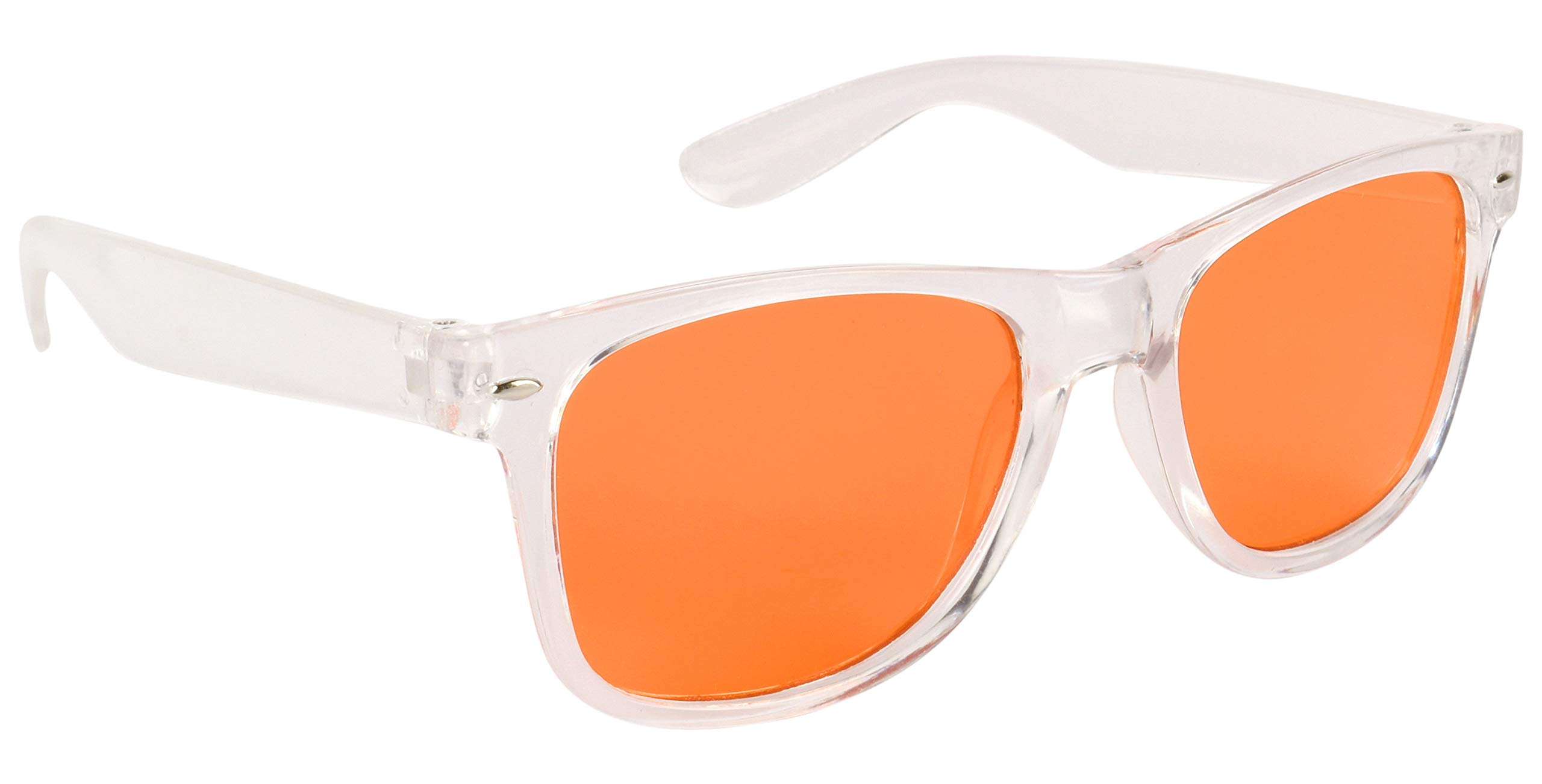 NuVewUV Protected Rectangular Unisex Sunglasses - (Orange Lens | Clear Frame | Medium Size | NW-876-27)