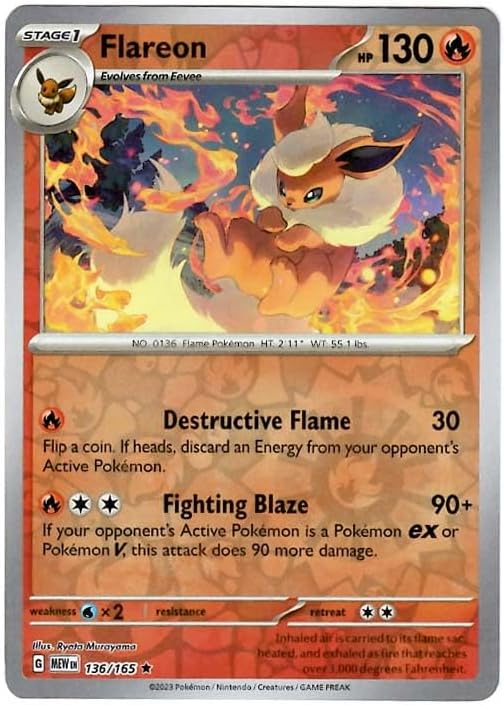 Pokemon - Flareon 136/165 151 - Reverse Foil - Single Card