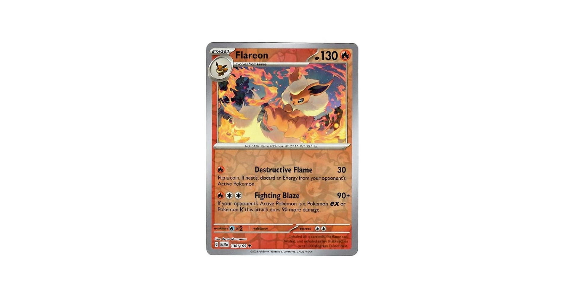 Amazon.com: Pokemon - Flareon 136/165 151 - Reverse Foil