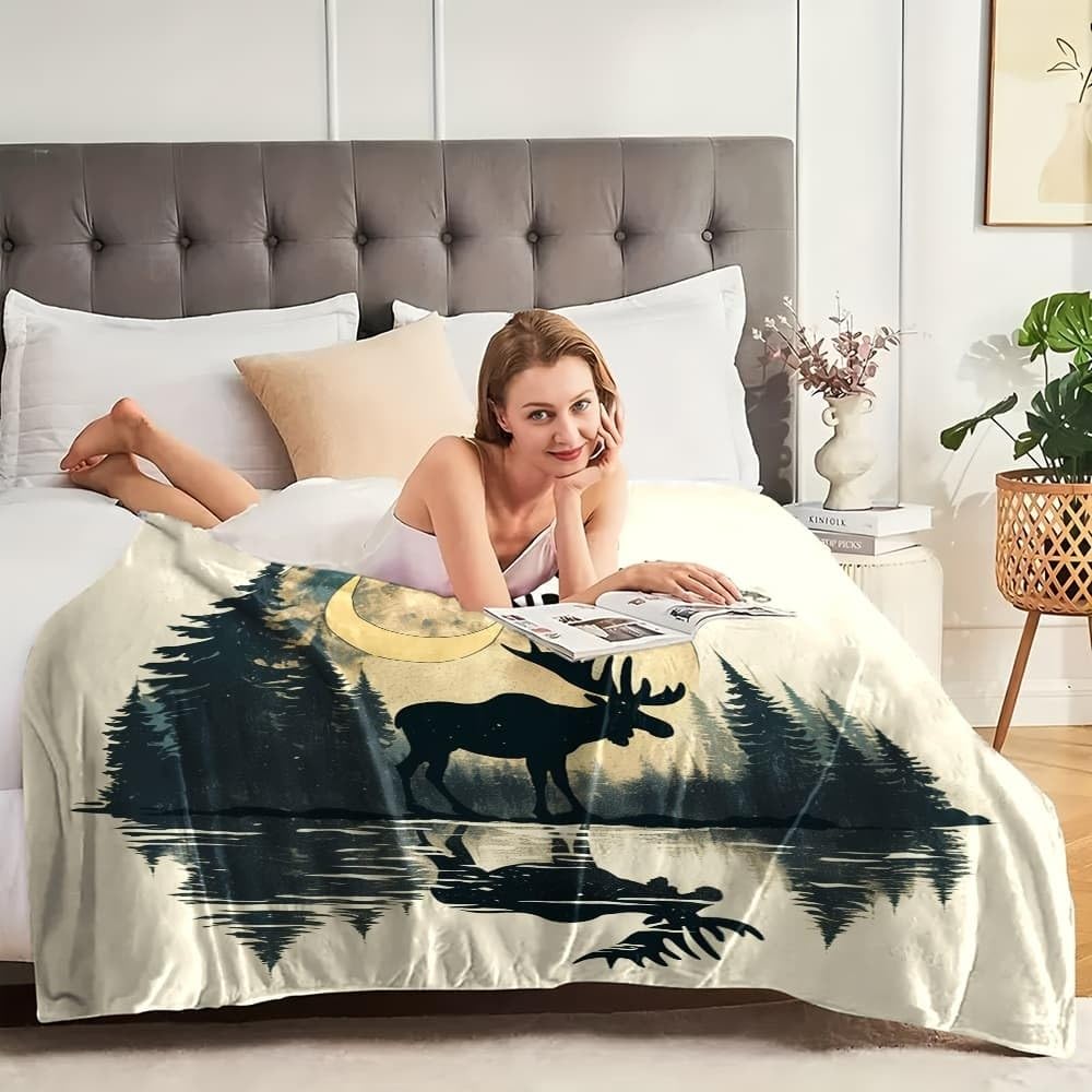 150x200 cm Toutes Les Saisons Plaid Polaire Animaux De La ForêT Naturelle Chaude Légère et Couverture Douillette Canapé/Lit Jaune Couverture Polaire Ultra Douce Cadeau pour garçons Filles