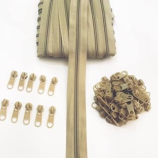 SoftSwiss ज़िपर #5, रोल 5 मीटर, 25 प्लास्टिक ज़िप पुलर के साथ टेलरिंग / सिलाई / सिलाई / होम फर्निशिंग और बैग (5 मीटर रोल) बेज (बिस्कुटी)