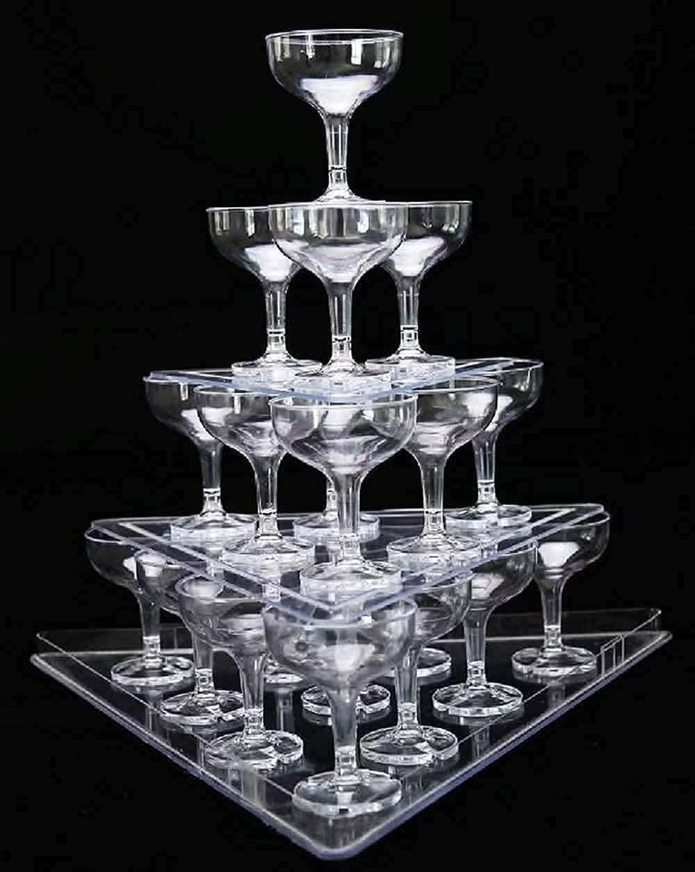 Présentoir de tour de champagne, présentoir de champagne en acrylique à 3 niveaux avec 22 verres à champagne, tour de vin de mariage for coupes de champagne for bar à domicile d'anniversaire de mariag