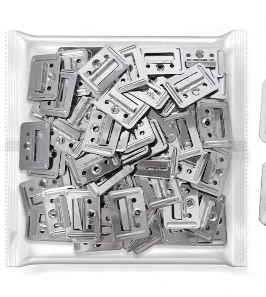 3D CARPENTER POINT Stainless Steel Louver Clips, PVC Wall Panel Mounting Brackets, Silver Interlocking Clamps for Furniture and Panel Fixing, Pack of 100