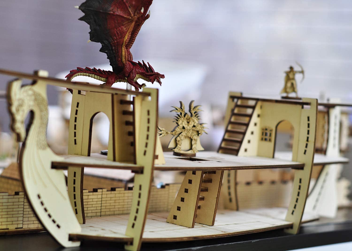 Wikinger-Langschiff Miniatur Aus Holz – Lasergeschnitten, 42,7 Cm Lang, Mit 2,5 Cm Raster Für D&D & Rollenspiele