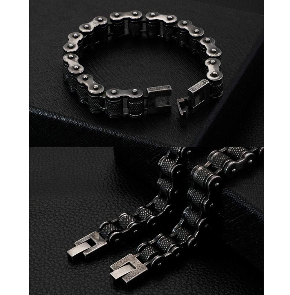 Genérico Pulsera De Acero De Titanio, Cadena De Bicicleta para Hombre, Cadena Cubana Pulida, Hipoalergénica, Ideal para Regalar
