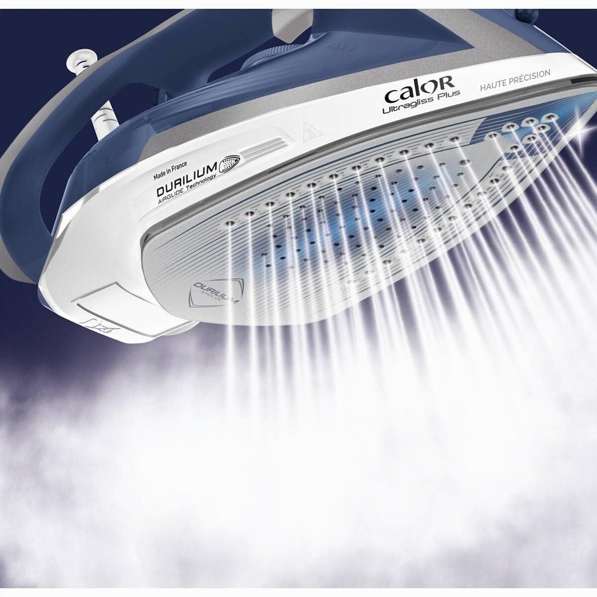 Calor Ultragliss Plus fer à repasser 2800 W débit de vapeur 50 g/min fonction pressing 260 g/min trous semelle 100% actifs semelle anti-rayures fer vapeur défroissage vertical FV6812C0