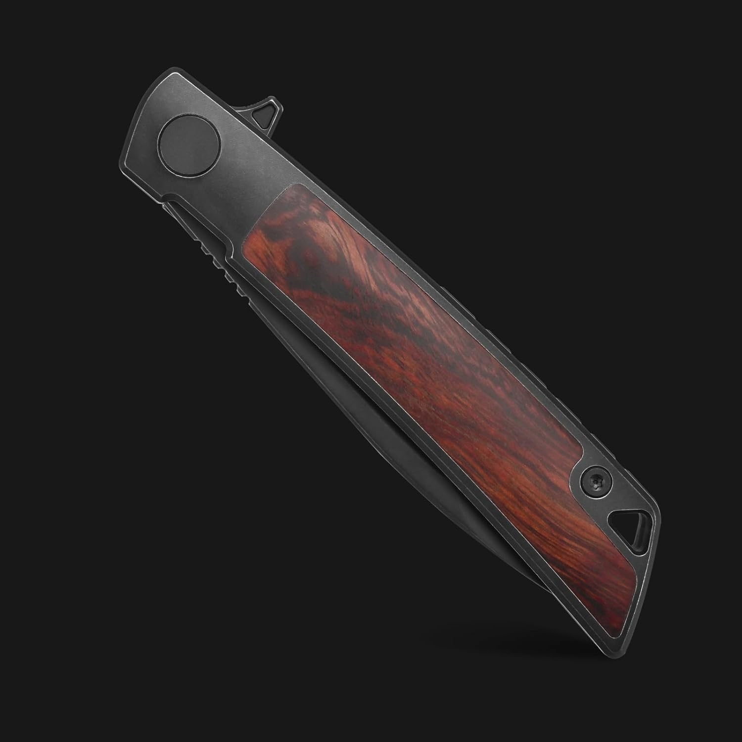 Sitivien ST777 Pocket Folding Knife,Handmade M390 Black Stonewashed Steel Blade,American Desert Ironwood Handle EDC Tool Knife for Outdoor Camping,Hiking,Hunting,Survival