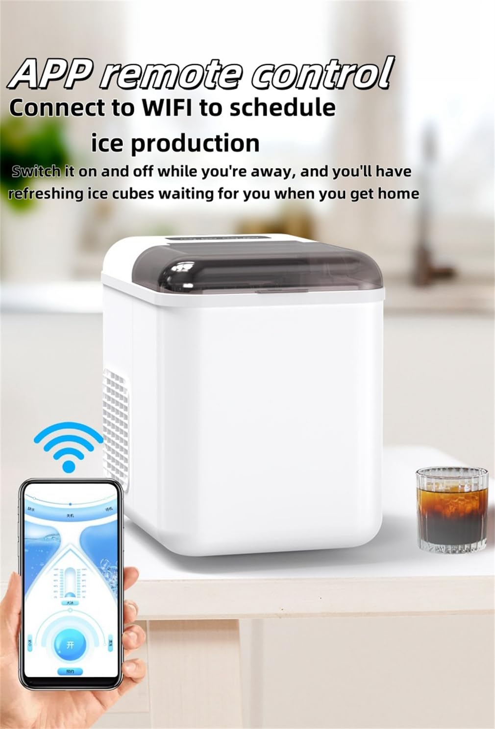 Wfglh Black, Small Household Ice Machine, Portable Smart Ice Maker, Quick Ice Production In 6 Minutes, With Cleaning Function, Ideal For Home, Kitchen, Office, Bar, Party on Fridge.com - View 5