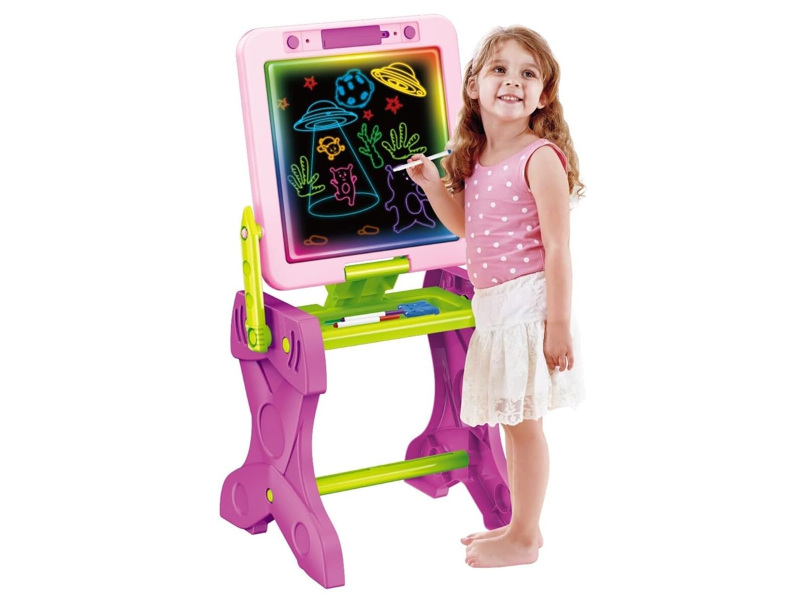 Pupitre Rosa 2 en 1 con Luz LED y Taburete