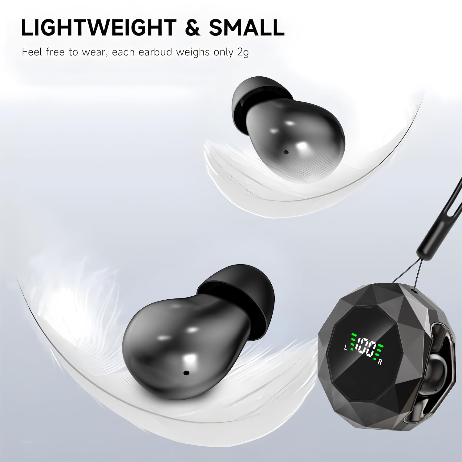 Mini auriculares invisibles inalámbricos Bluetooth de perfil bajo, auriculares ocultos discretos para el trabajo, auriculares pequeños, auriculares invisibles para dormir para canales
