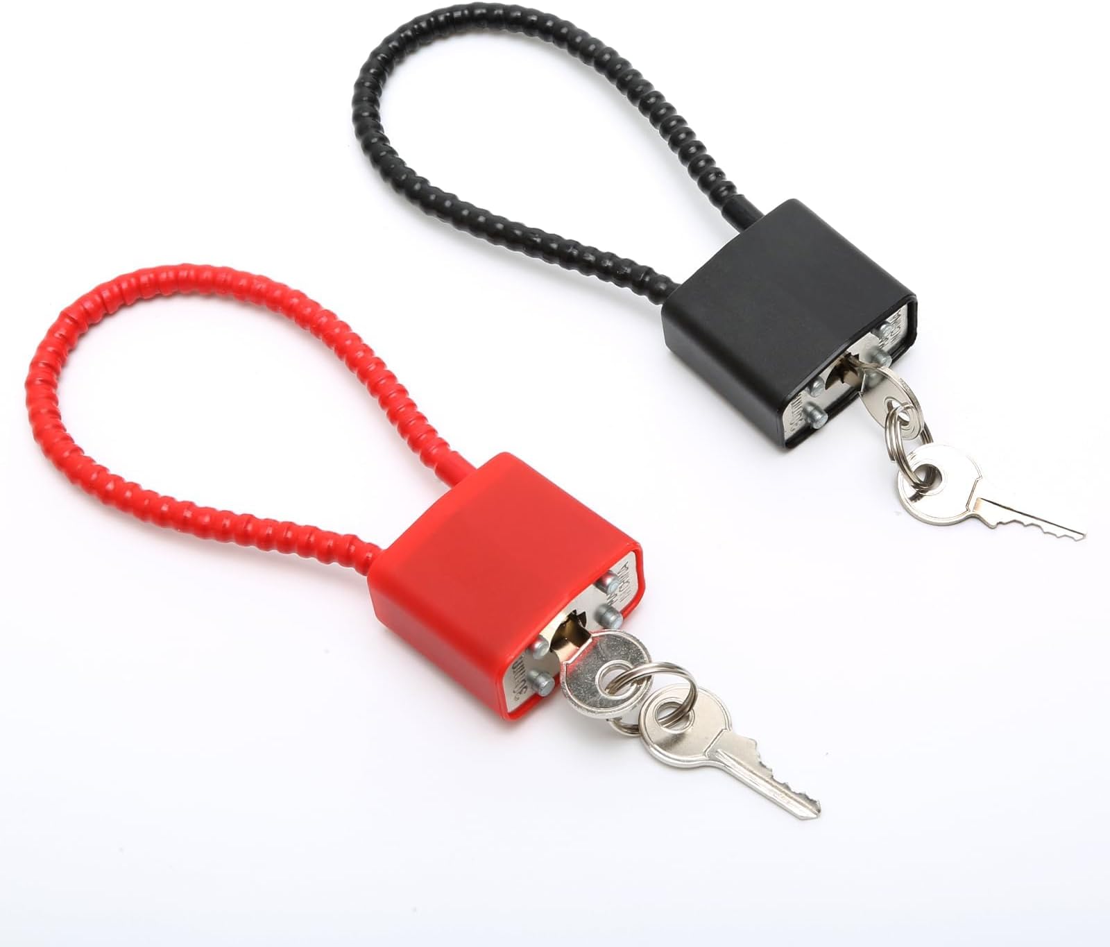 KASTWAVE Steel Rope Padlocks with Same Keys, 2 Pcs Padlock Long Shackle Outdoor, Padlock Flexible Cable for Suitcase Gate Bicycle Gym Locker