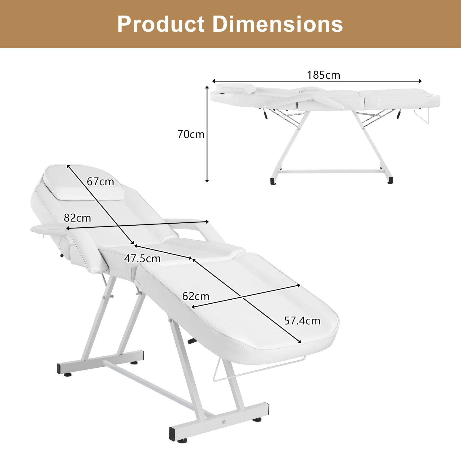 Bonnlo Sedia Tatuaggio Massaggio Letto Estetista Sedia Letto Facciale Versatile Attrezzature Salone di Bellezza Spa Parrucchiere, Bianco