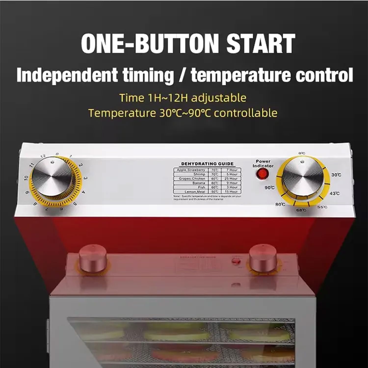 Liofilizador De 18 Capas, Secador De Alimentos Comercial De Acero Inoxidable De 650 W con Secado por Aire 360°, Tiempo: 0-12 H, 35-90 ℃ Control De Temperatura, para Supermercados, Restaurantes