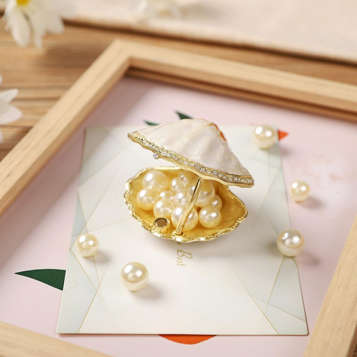 White Seashell Shape Trinket Box Hinge Enamel Small Jewelry Boxes Hand-Painted Mother's Day Gift Wedding Favor for Women - Image 5