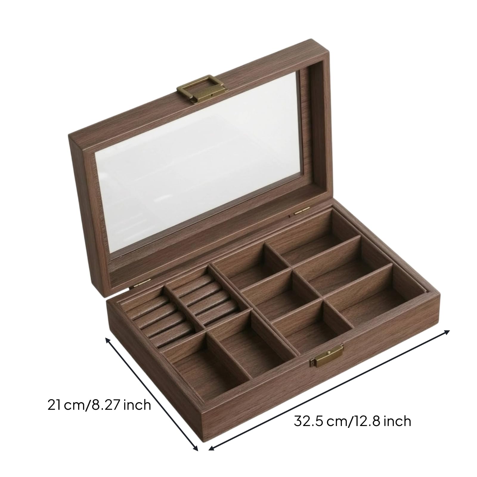 MERIGLARE Stilvoll Schmuckbox mit Fächn elegant, Schmuckorganiz, für Schminktisch, Schmuckliebhab, Uhrensamml, 4+3 Raster
