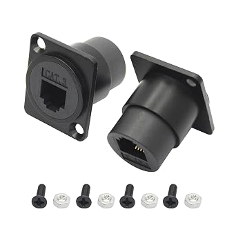 2Pcs RJ45 Panel Mount Connector, D-Type Cat6 Female Socket LAN Network Plug