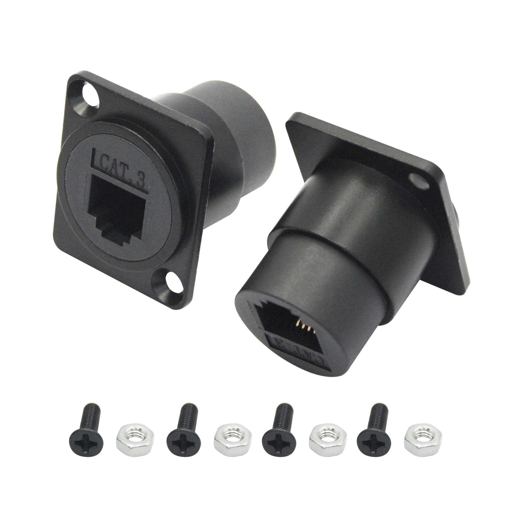 Lot de 2 prises téléphoniques RJ11 6P4C à montage sur panneau, RJ11 Cat3 femelle vers femelle avec vis d'installation, adaptateur de coupleur d'extension réseau Ethernet Cat3