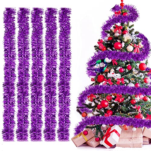 Brinny 5PCS 11cm x 1.8m Guirlande Clinquant de Noël Suspendus DIY Métallique Tinsel Scintillantes touffues Décorations pour l'arbre de Noël Nouvel an Célébrations Cover