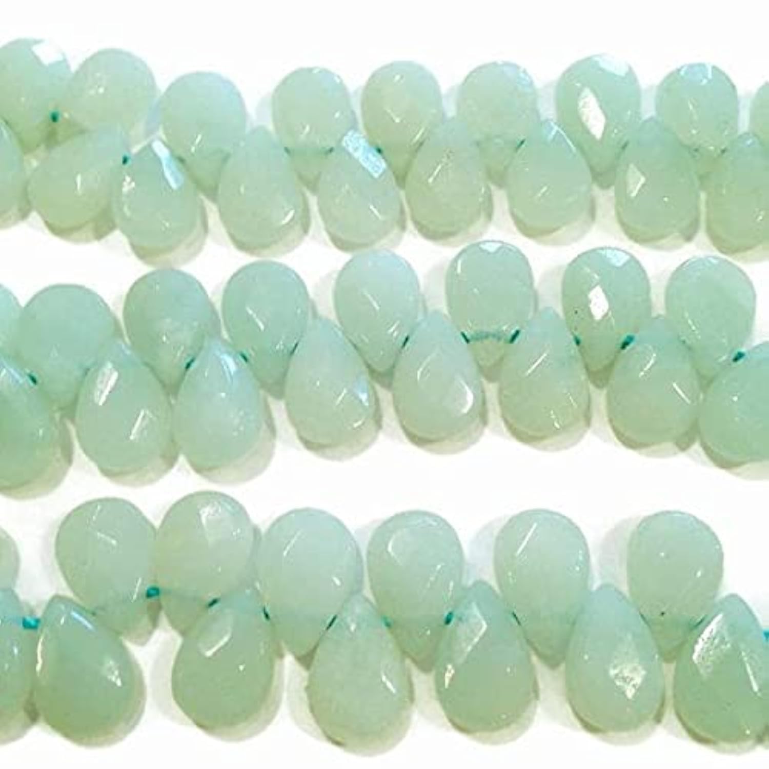 Amazonite perles naturelles facettées briolettes 6.5x9.5mm pour fil fabrication bijoux