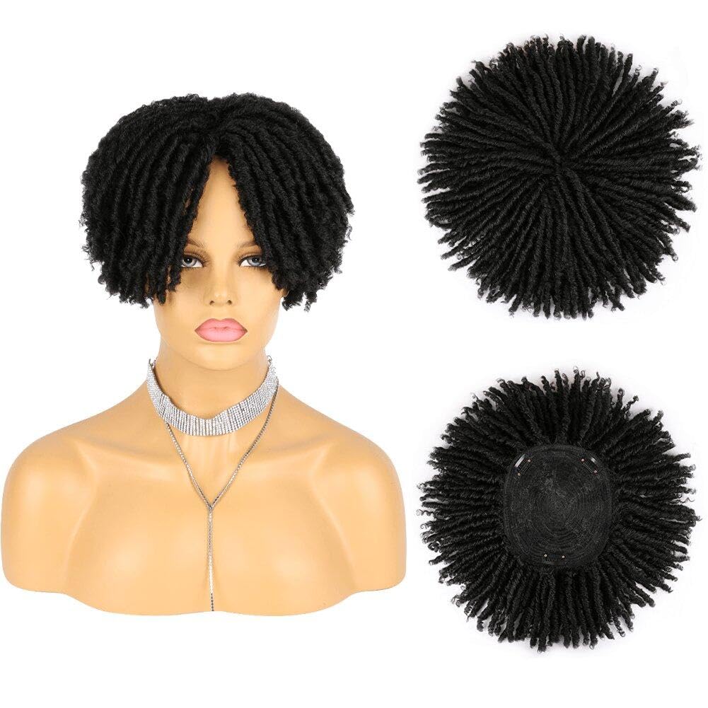 Perruque dreadlocks synthétique courte toupet afro crochet tresses 6 pouces