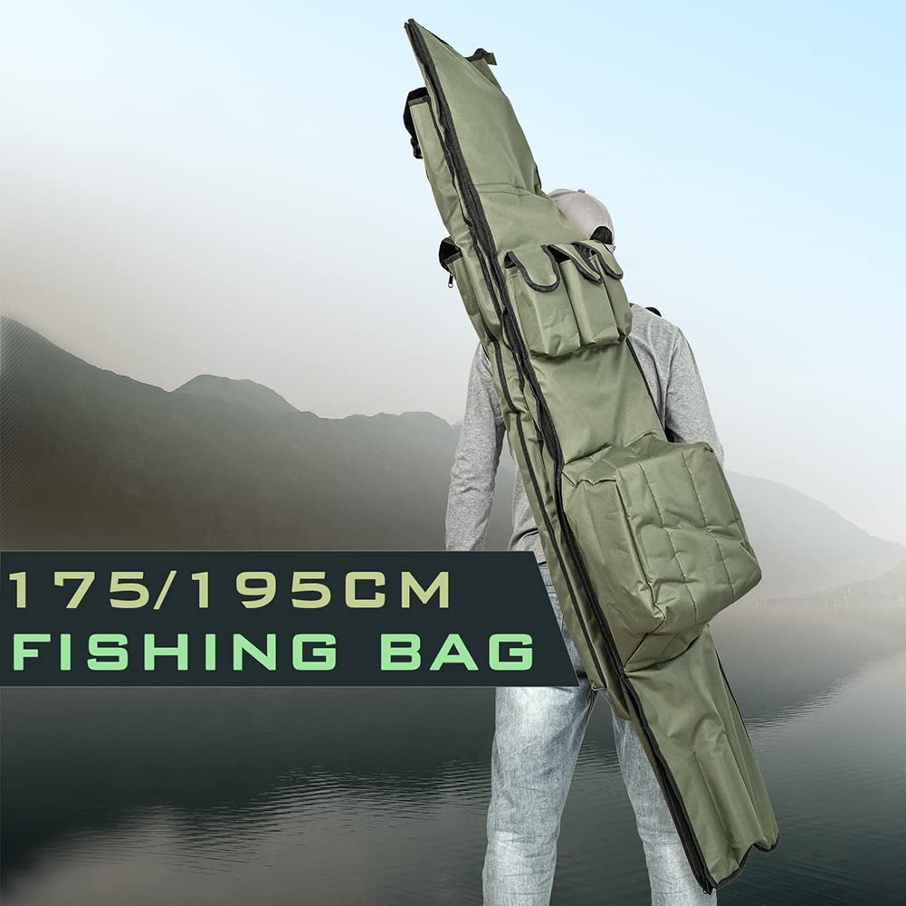 DAZZLEEX Sac de Canne à pêche de Grande capacité Sac de pêche Stockage de Moulinet de Canne à pêche Support de matériel de pêche 1.95m